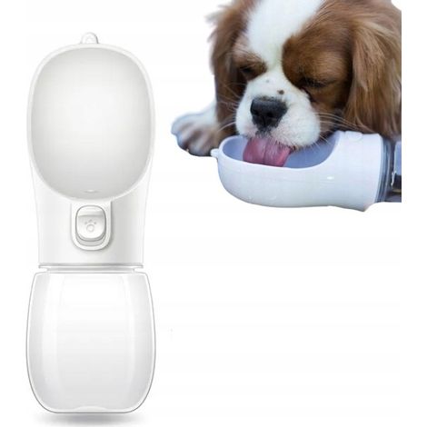 Borraccia portatile per cani e gatti, 350 ml, bianca (1/5)