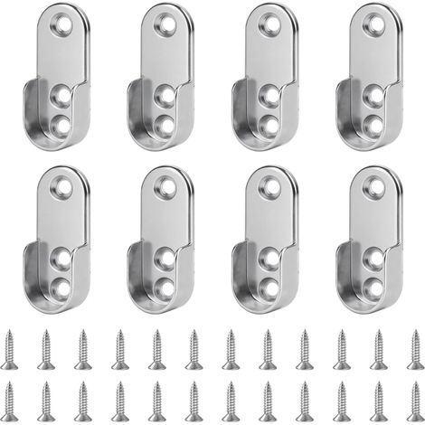 8 Pièces Support Tringle Penderie Métal, Support Tringle Rideaux Oval (1/5)
