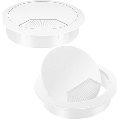 Set of 2 cable grommets for desks - 60 mm - White - Plastic cable grommets - For tables and desks (1/5)