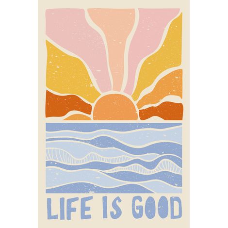 Tableau sur toile life is good rétro 45x65 cm - Impression sur Toile Murale Décorative - Image imprimée en HD sur Toile - Toile sur Châssis en Bois FSC - Fabriqué en France (1/5)