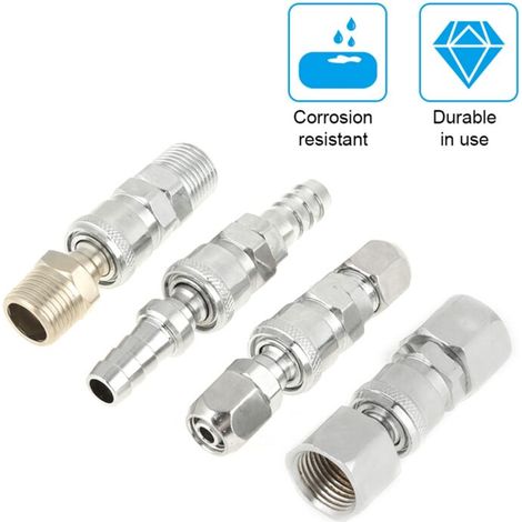 Connettori per tubi flessibili per compressori d'aria, set di 8 pezzi con filettatura maschio BSP da 1/2" e raccordi rapidi con 8 raccordi rapidi da 12 mm e spina di collegamento -Crezuo