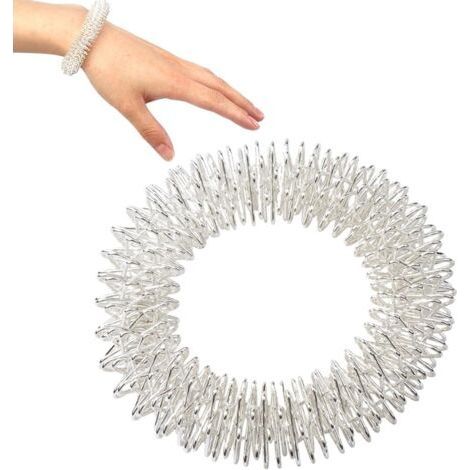 Handgelenkmassage-Ring, Schmerzlinderung, Akupressur-Armband, Massagegerät-Set, sensorische Zeigeringe (Silber) (1/5)