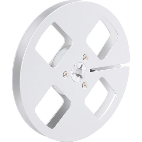 Bobine de bande magnétique vide 1/4" (5 pouces) en alliage d'aluminium, à 4 trous, compatible avec les magnétophones à bobines Studer ReVox (NAGRA), couleur argent. (1/5)