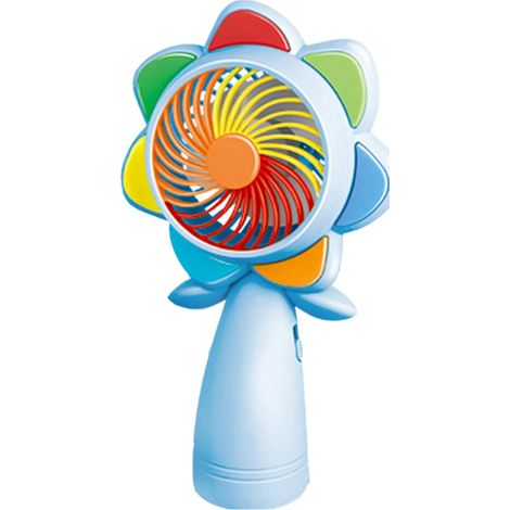 Sollbry Ventilateur Portable avec Lumières LED, Forme de Fleur Mini USB Rechargeable Ventilateur a Main Petit Poche Silencieux Fan Portable sur Batterie pour Office Voyages en Plein Air (Bleu) (1/5)