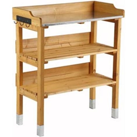 MaxxGarden - Tavolo per piante, 80 x 40 x 86 cm, in legno con ripiano di lavoro (1/5)