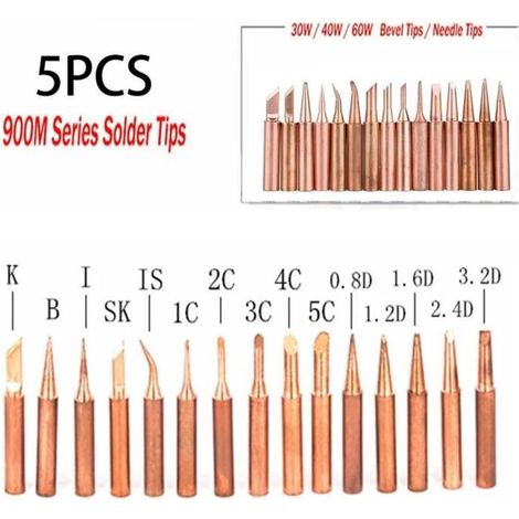 10 pièces pointes de fer à souder en cuivre pur 900M-T, sans plomb, compatible avec stations de soudage BIS-K, idéal électronique et réparation (1/4)
