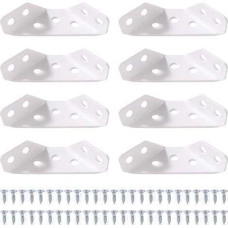 Thickness 0.3 cm Stainless Steel Corner Connectors Trapezoidal Corner Brackets with Screws for Wooden Furniture Shelves Tables Chairs White (1/5)