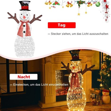 Bonhomme de neige lumineux pour jardin, pré-éclairé avec 80 lumières LED artificielles (1/5)
