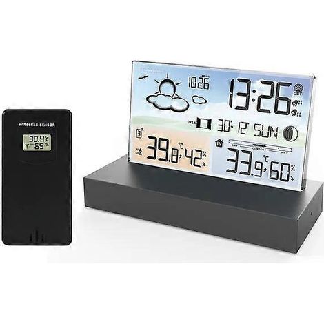 Réveil numérique, affichage de la température et de l'humidité, prévisions météorologiques, produit électronique, montre de bureau, piles AA, salon, chambre. (1/5)