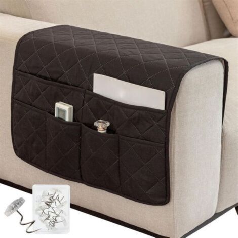 Housse D'accoudoir de Canapé, pour Housse de Bras de Fauteuil Inclinable, Housse de Fauteuil Antidérapante Matelassée avec 6 Poches Housse