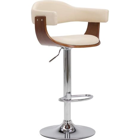 Maison Exclusive - Barhocker 2 Stk. Creme Bugholz und Kunstleder (1/5)