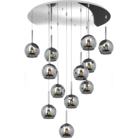 Lampadario moderno top light future 1155cr s12 tp e27 led vetro pirex soffiato, vetro cromo (1/5)