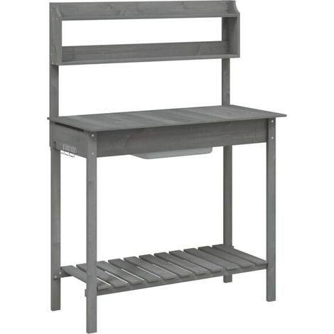 Établi de jardinage avec évier, en bois de cèdre gris massif (1/5)
