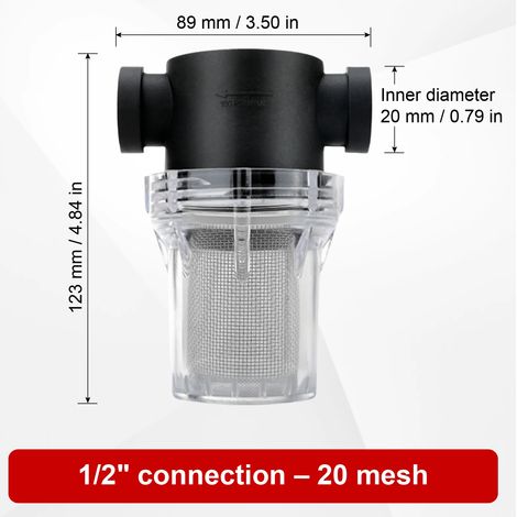 Filtre en ligne (1-2 pouces femelle, maille 20) pour système d'irrigation domestique, débit élevé, lavable, en acier inoxydable 304, diamètre nominal DN15, DN20, DN25 (1/5)