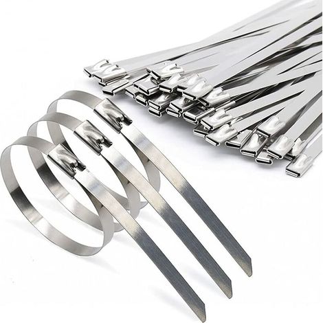 100 Pièces Attaches de câble Robustes. Collier de serrage inox en Acier Inoxydable Serre-câbles Autobloquante 4.6x300mm (1/5)