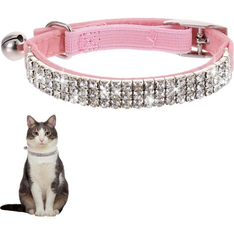 Collier pour chat rose avec clochette, doux et réglable, accessoire mignon et élégant pour petits chiens et chatons, léger et confortable, idéal pour le quotidien et les sorties (1/5)
