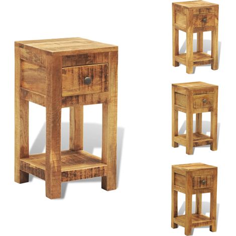 Nachttische - Living Nachttisch mit 1 Schublade Mango Massivholz (1/5)