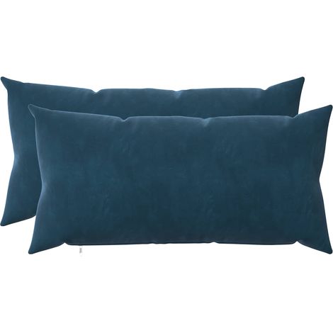 vidaXL Funda de almohada 2 pcs HEERLEN Azul 40 x 80 cm Terciopelo (1/2)