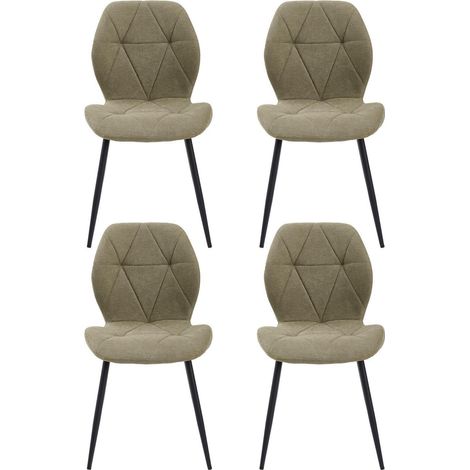 4er-Set Esszimmerstühle aus Leinen, gepolstert, ergonomisch, grün (1/5)