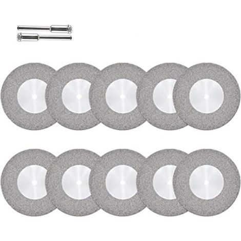 Disque tronçonner diamanté lame scie jeu lames scie circulaire Lame de scie en résine Lames scie Mini HSS Mini Disques Diamant Lame Scie pour bois métal pierre plastique avec 2 mandrins 10 pièces (1/5)