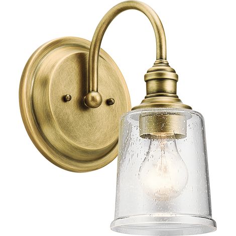 Applique Contemporanea Waverly Acciaio Ottone Naturale Vetro 1 Luce E27 (1/4)