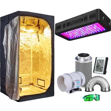 Système de culture hydroponique, lumières LED à spectre complet, ventilateurs de conduit et filtre à charbon, Kits de Tente de Culture 2, Kit 80x80x160cm (1/2)