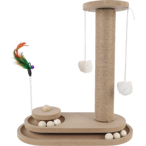 Poteau à gratter pour chat, jouet interactif multifonctionnel avec Base Stable et balle pour exercice de divertissement (1/5)