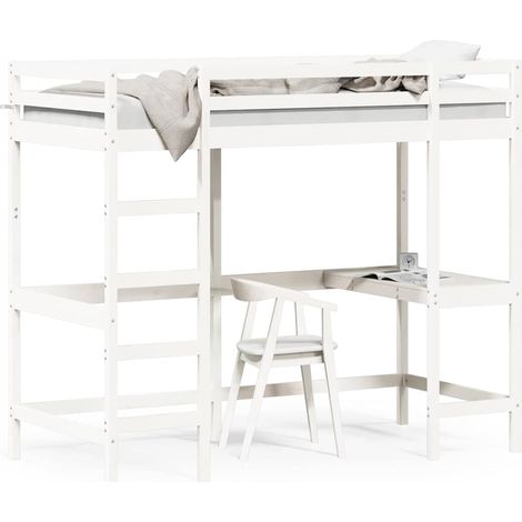 Maison Exclusive - Cama alta con escritorio madera maciza pino bl (1/5)