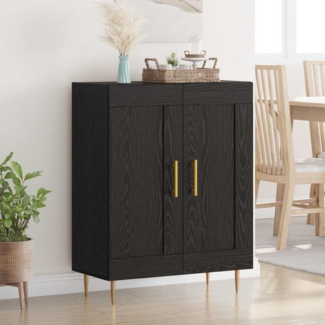 Buffet 2 portes en bois d’ingénierie et fer, chêne noir, 69,5 x 34 x 90 cm, 23.3kg - PANGIVO (1/5)