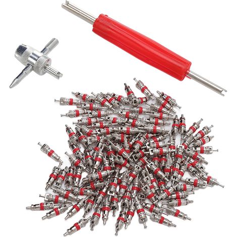 Outil de réparation de retrait de Double tête de noyau de tige de Valve de pneu, outil de réparation de retrait à 4 voies pour voiture camion SUV vélo ATV (1/5)