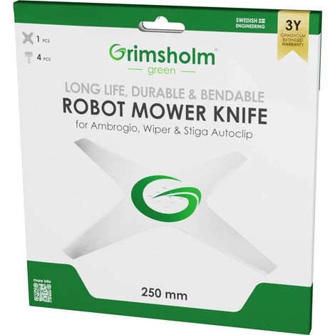Grimsholm - Lama per Robot Tagliaerba Autoclip 25 cm Acciaio Armonico compatibile AMBROGIO, STIGA AUTOCLIP, WIBER