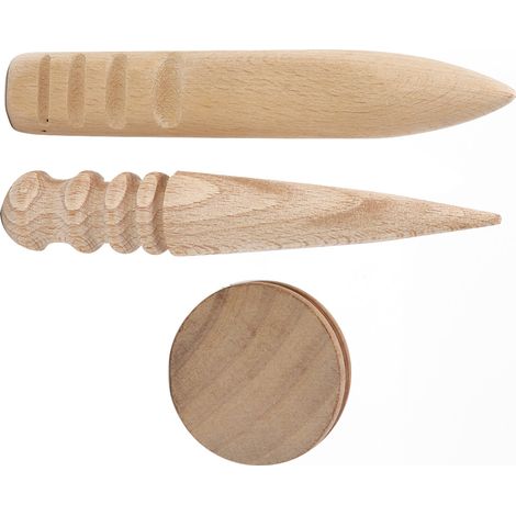 Ensemble d'outils de polissage du cuir en bois à faire soi-même (3 pièces) (1/5)