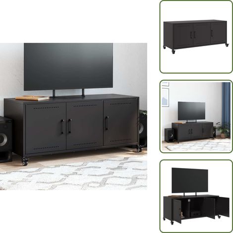 Meuble TV noir 100,5x39x43,5 cm acier - Meuble TV - Meubles TV - Support TV - Unité TV