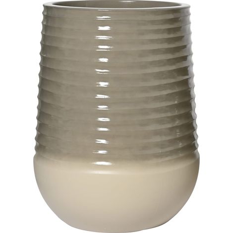 Kaemingk Pflanzgefäß/Vase Jamie L schlank geriffelt Hell- & Dunkelgrau Ø 53 cm 69,5 cm - Kunststoff