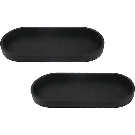 Ensemble de 2 plateaux de salle de bain, plateau de rangement ovale en silicone noir (1/5)