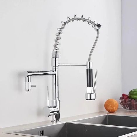 Robinet de Cuisine avec Douchette Extractible Inox et Laiton (1/2)