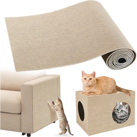 (Caqui, 40×200cm) Alfombrilla adhesiva para rascador de gatos - Protector antiarañazos para sofá - Reemplazo para torre de gatos