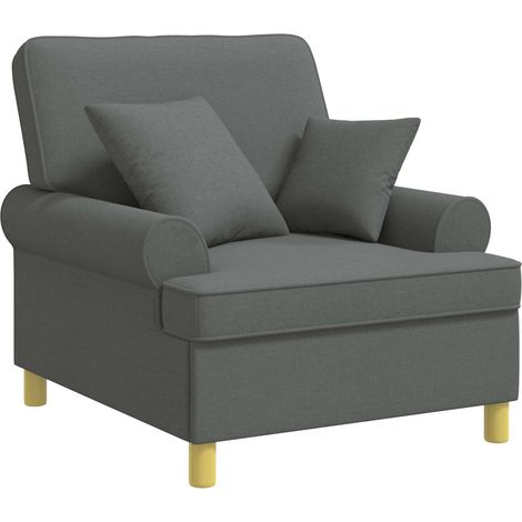 XL Armchair with Cushions Dark Grey Fabric vidaXL (1/5)