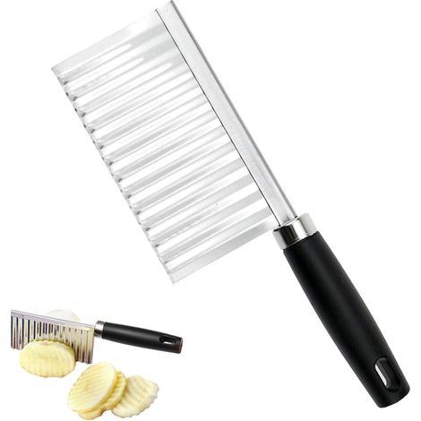 1 Couteau Ondulé, Acier Inoxydable, Lame Crantée, Manche Ergonomique, Pour Légumes Et Fruits (1/5)