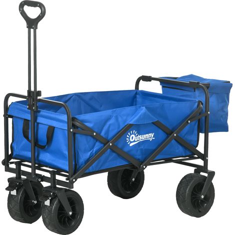 Chariot pliable avec sac isotherme amovible poignée ajustable bleu (1/5)