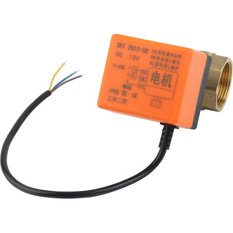 Vanne à bille motorisée en laiton, 2 voies, 3 fils, 12-24 V CC, DN32 G1-1/4". (1/5)
