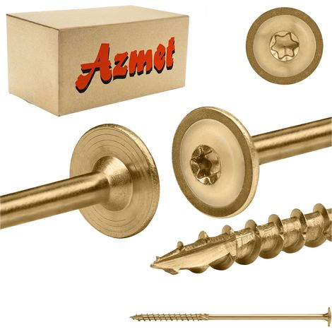 Vis Charpente Bois Azmet WCT, 10 x 240 mm, Tête Disque Torx, Boîte 25 Pièces (1/5)