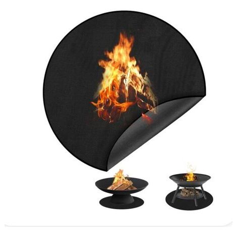 120cm Round Fire Pit Mat, Outdoor BBQ Mat, Fireproof, Waterproof, Oil Resistant, Fireproof Floor Mat for Protection (1/4)