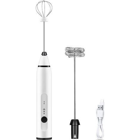 Fouet Électrique À Lait - 3 Vitesses - Rechargeable USB - Pour Café Et Crème Chantilly - Avec 2 Fouets - 1 Pièce (1/5)
