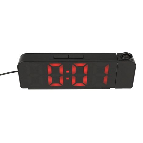 Réveil à projection rotatif à 180° avec affichage LED 12/24h (rouge) (1/5)