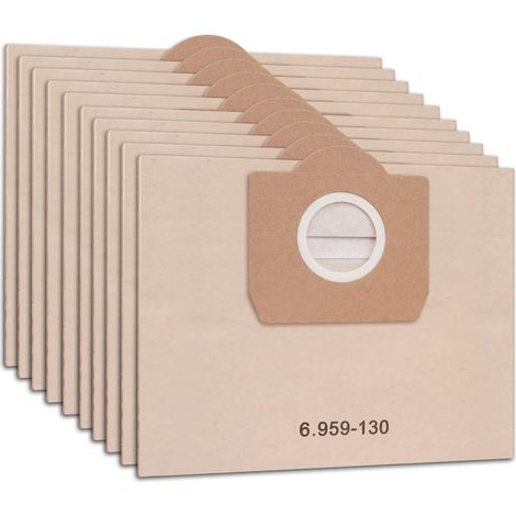 Lot de 10 Sacs Aspirateur pour Karcher 6.959-130.0, Sacs en papier filtre pour Karcher WD3 MV3 WD3P A2201/2204/2504/2554/2251/2604 Aspirateur (1/4)