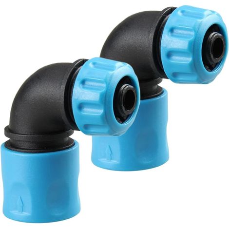 Connettore per tubo da giardino con 2 ugelli a gomito Raccordi a 90° per giardino, prato, cucina, fattoria, camino, rubinetto, valvola, irrigatore, lavatrice, irrigazione esterna (1/5)