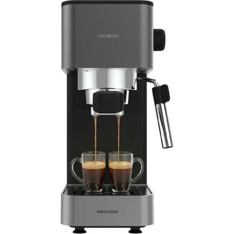 Cecotec Cafetera Express Manual Cafelizzia 690 Grey. 1230-1465W, Bomba 20 Bares, 1 o 2 Tazas, Vaporizador, Tanque 1,5L