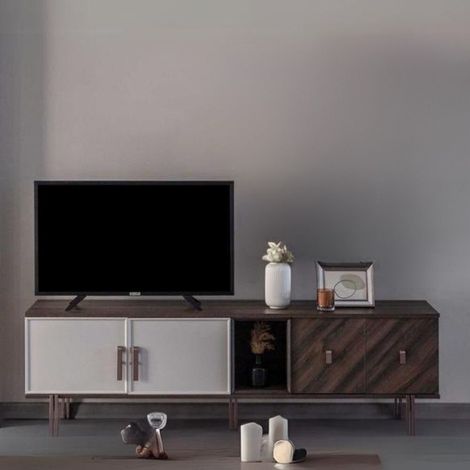 Base porta tv Merlin 4 ante battenti e 1 vano a giorno colore legno mozambik (1/5)