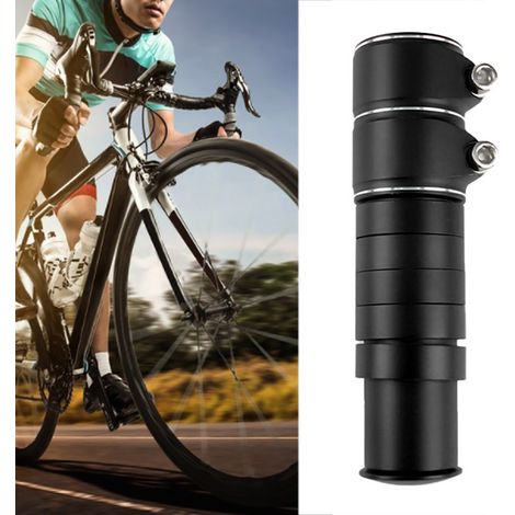 Rehausseur de guidon vélo 13cm noir, rallonge pour vélo route et VTT en aluminium, adaptateur de potence.